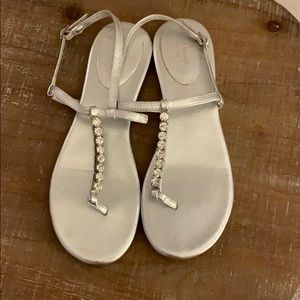 Kate Spade Silver Metallic Sandal with Rhinestones